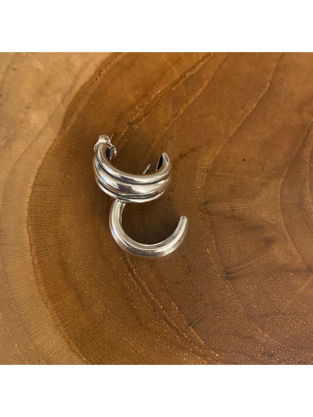 Retired James Avery Beveled Half Hoop Earrings, Sterling Silver